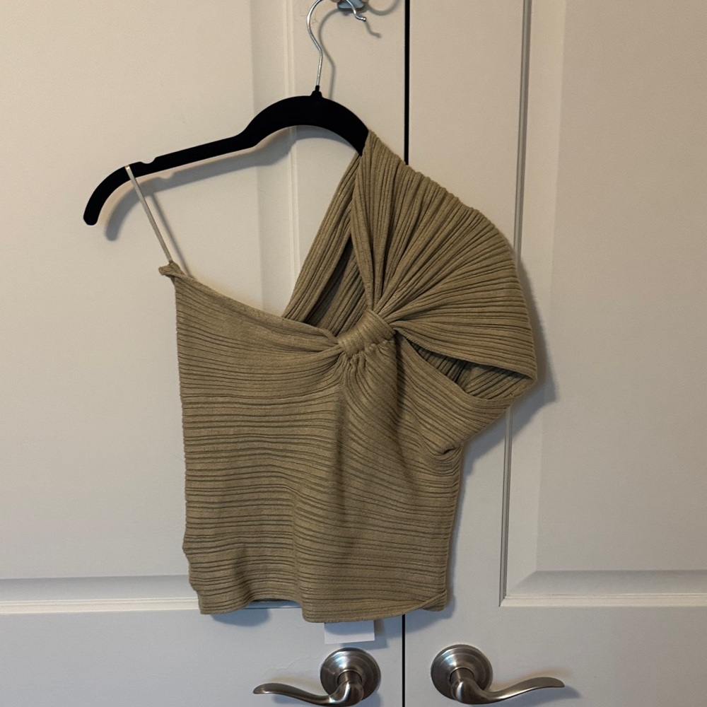 Zara Olive Ribbed Crop Top